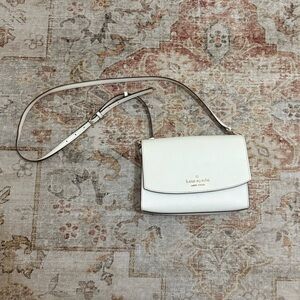 KATE SPADE White Crossbody Gold Chain Purse